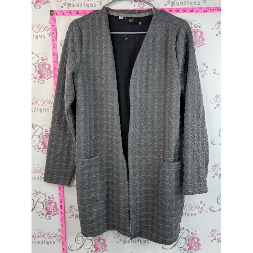Only cardigan sweater open front pockets, 3-D houndstooth Textured Open Cardigan